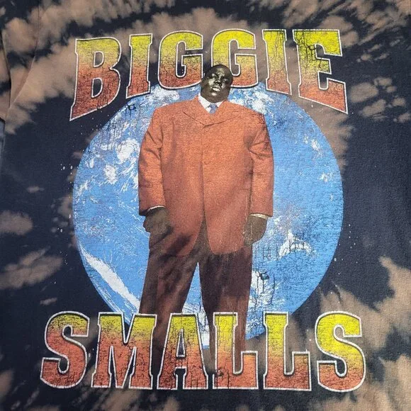 The Notorius B.I.G. Biggie Smalls Graphic Tie Dye T Shirt SZ MD brown rap music - Picture 4 of 6